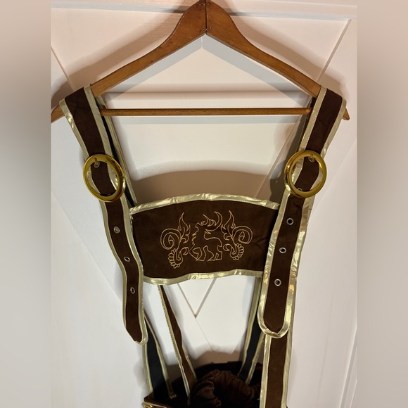 Men's Brown Lederhosen Shorts Oktoberfest XXL NWOT Suit Only Costume - Picture 2 of 8